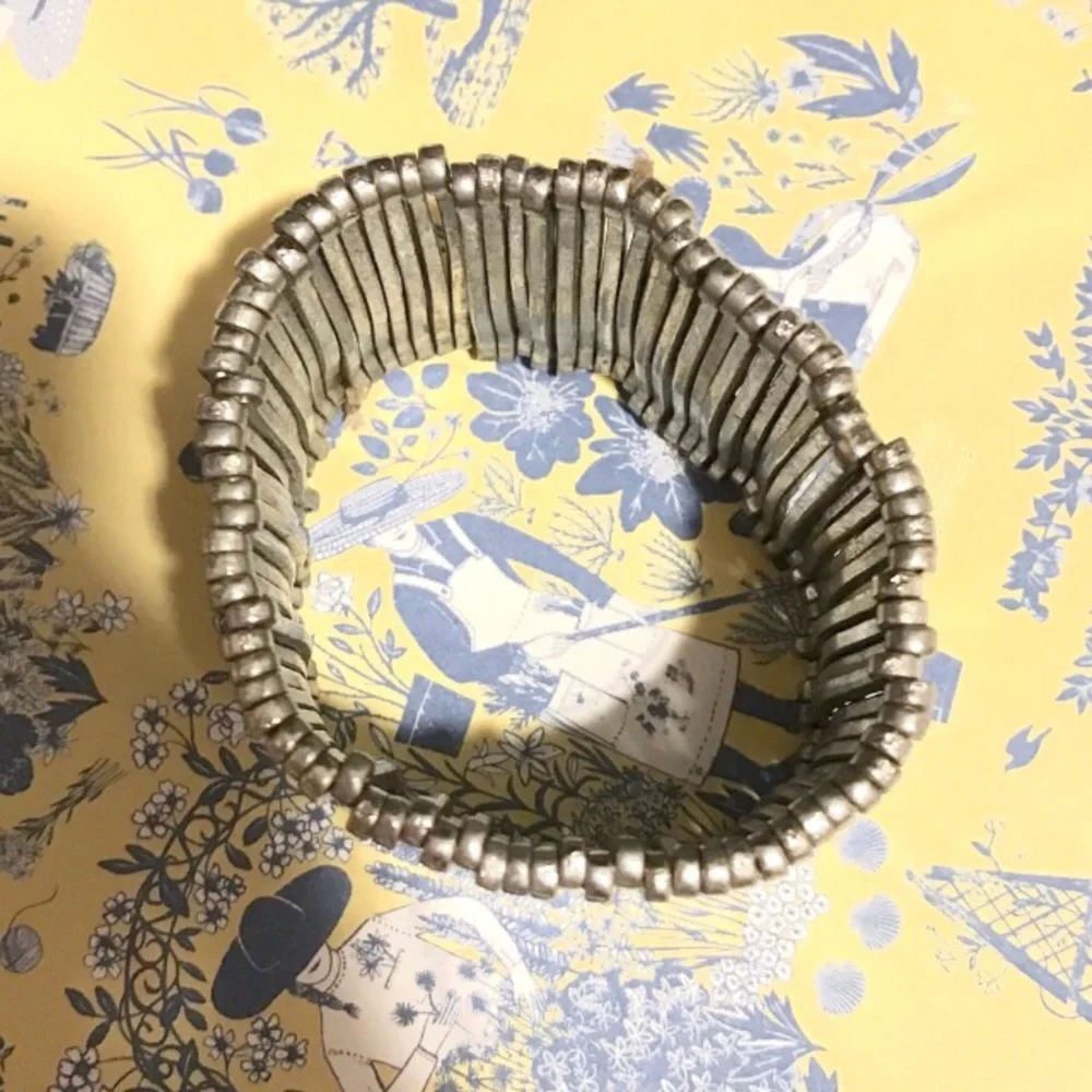 Artisan Silver Stretch Cuff Bracelet Boho Unique Artsy